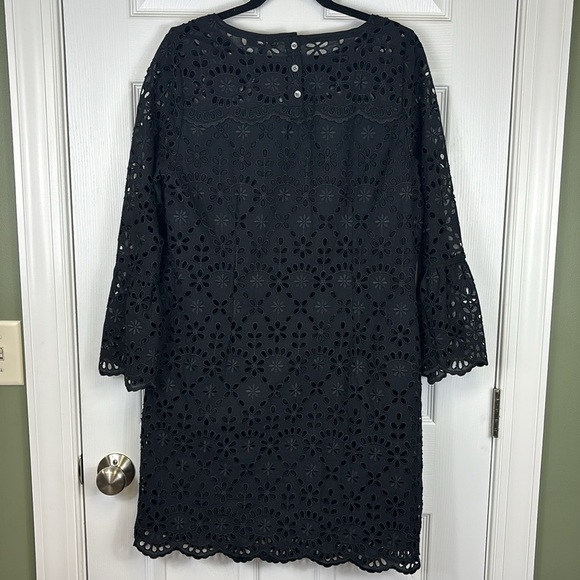J. Crew black eyelet lace flutter sleeve dress sz 12 - Picture 10 of 11